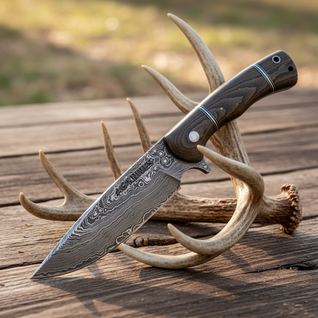 Hunting Knife on Antlers