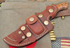 Damascus Steel Tracker Survival Knife Handcrafted Walnut Wood Handle Fixed Blade