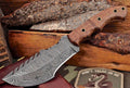 Damascus Steel Tracker Survival Knife Handcrafted Walnut Wood Handle Fixed Blade