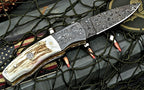 7" Handmade Damascus Raindrop Folding Pocket Knife With Leather Cover