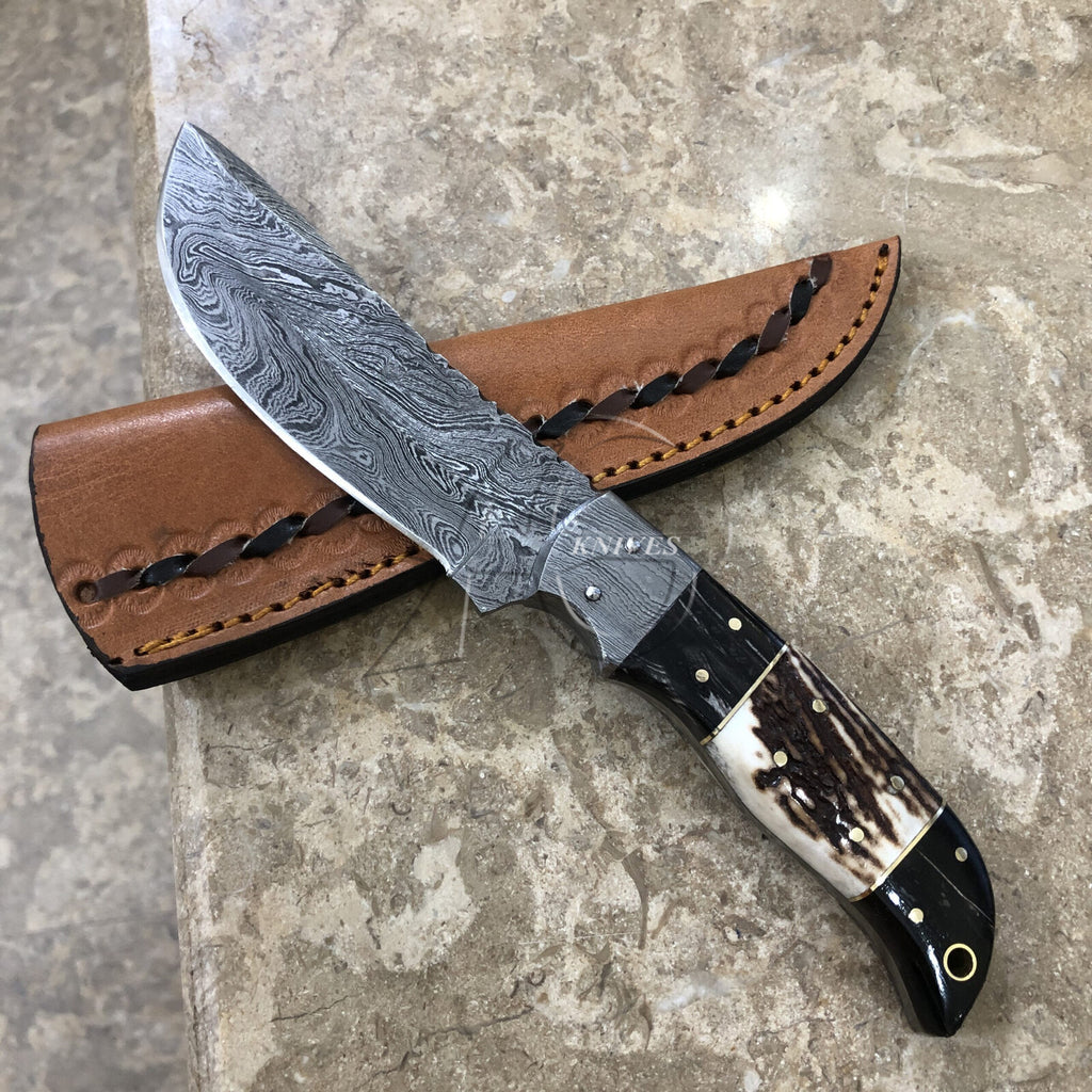 hunting knife damascus blade