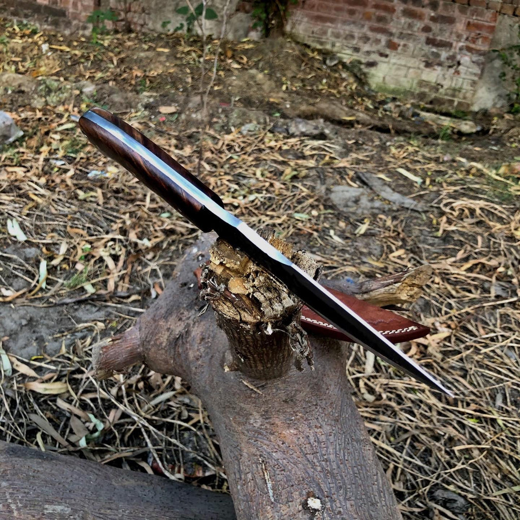 Hand-Forged Survival Tracker Knife 1095 Steel Blade with Rosewood Handle Sheath