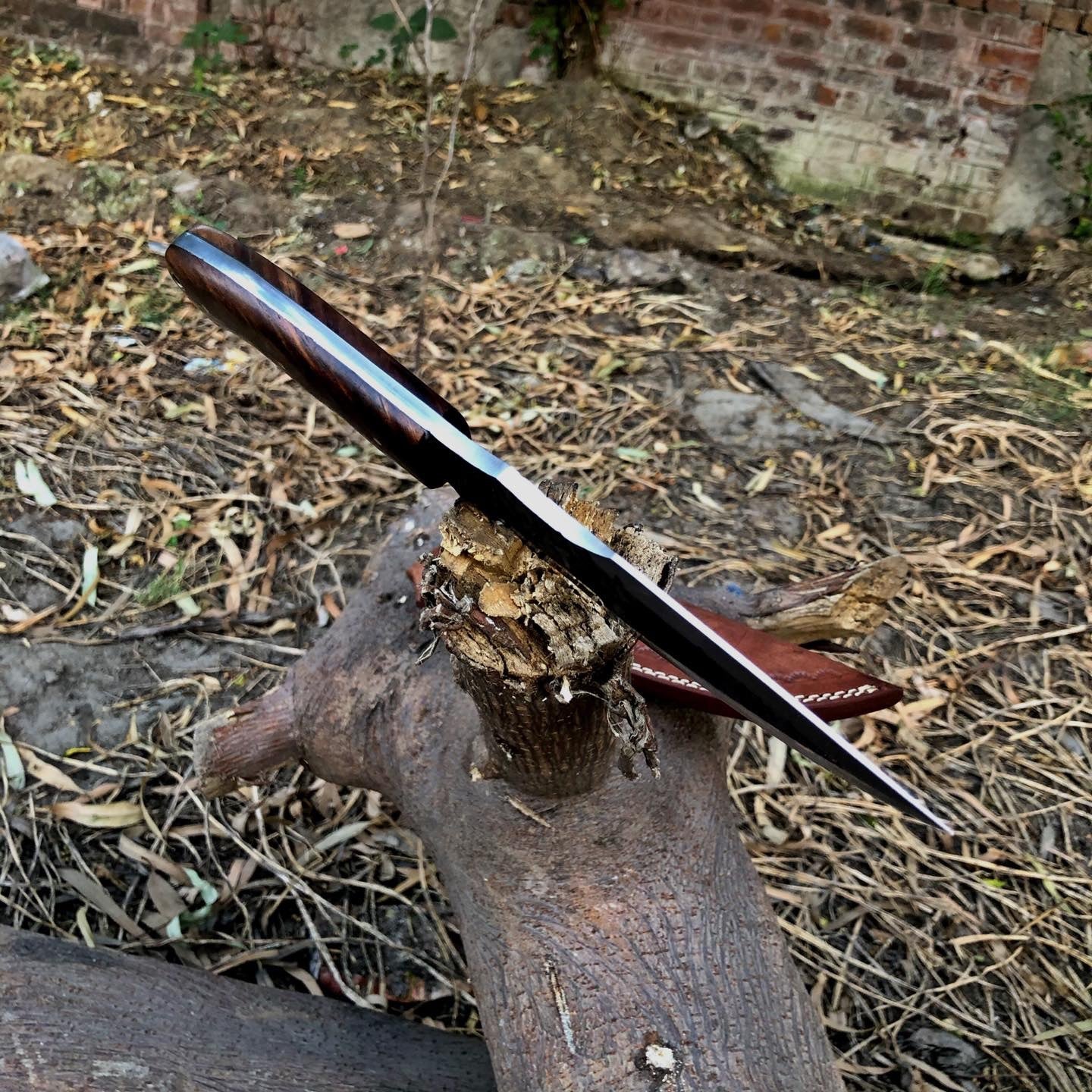 Hand-Forged Survival Tracker Knife 1095 Steel Blade with Rosewood Handle Sheath