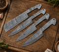 Distinctive Twist Pattern Damascus Kitchen Chef Knife Blank Set – 4 Pieces