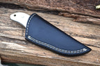 6" Handmade Damascus Blade Skinning Knife Camel Bone Handle - Leather Sheath