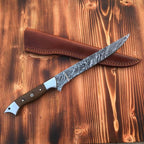 Hand Forged Damascus Fillet Knife & Cleaver With Cover