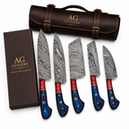 Forged Artisan – Custom Damascus Kitchen Chef Knife Set, Cleaver & Dining Cutlery Set - AG Cutlery