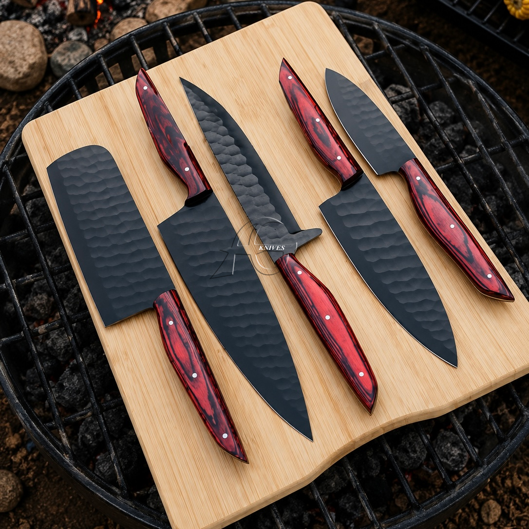 Handcrafted Kitchen Chef Knife Set of 5 Pcs - Exotic Sheet Wood Handle