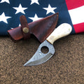Damascus Steel Skinning Knife Handmade Blade White Camel Bone Handle With Sheath