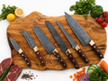 Kitchen Collection 6-Piece Damascus Kitchen Chef Knife Set Wood Handle