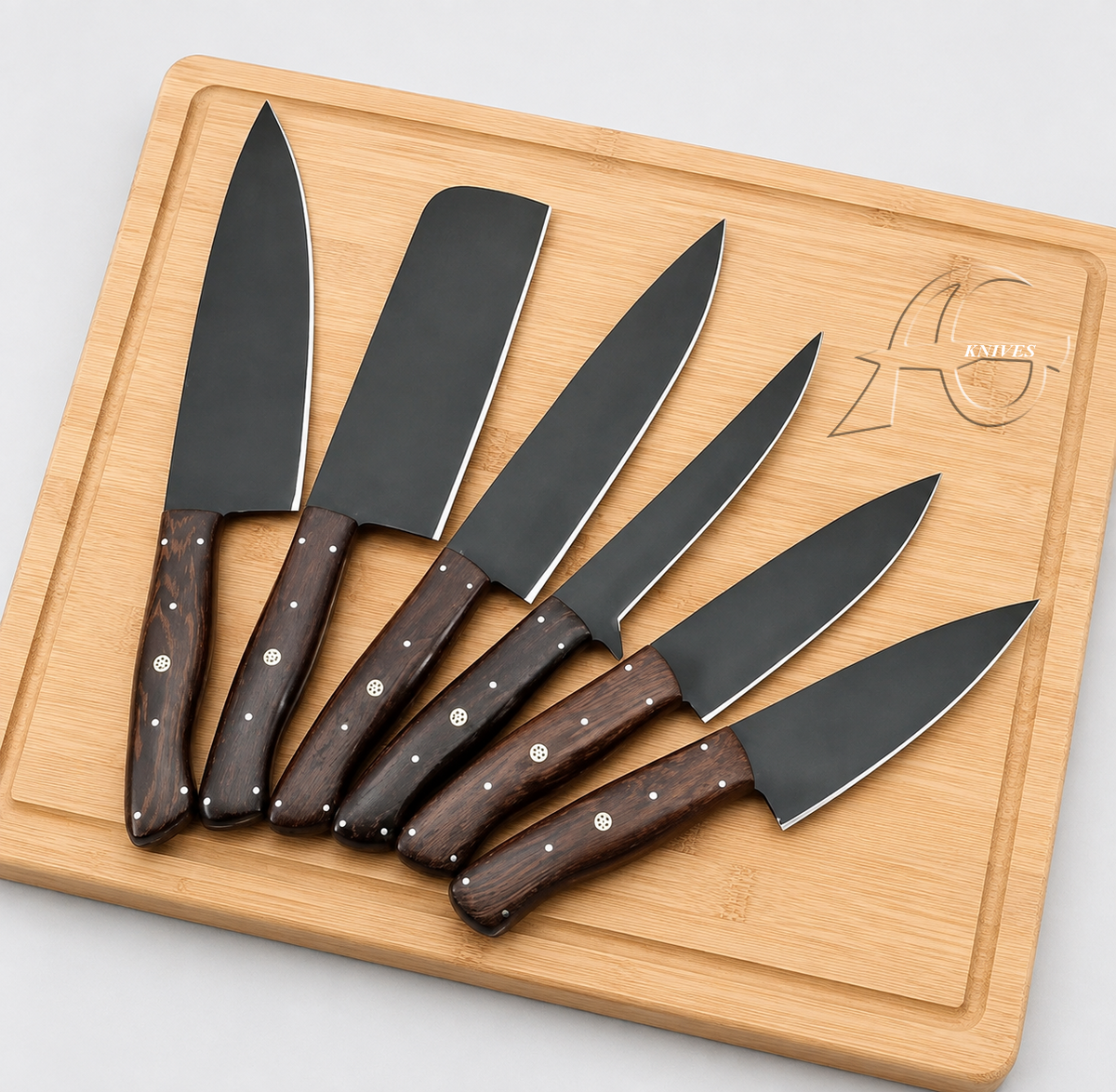 Sophisticated Handcrafted Kitchen Chef Knife Set of 6 Pcs - Wenge Wood Handle