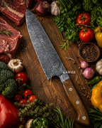 Handmade Basket Weave Damascus Kitchen Chef Knife - AG Cutlery
