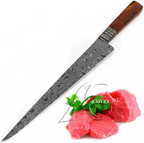 Handmade Damascus Brisket Slicing Knife, Best for BBQ & Meat Carving -AG Cutlery
