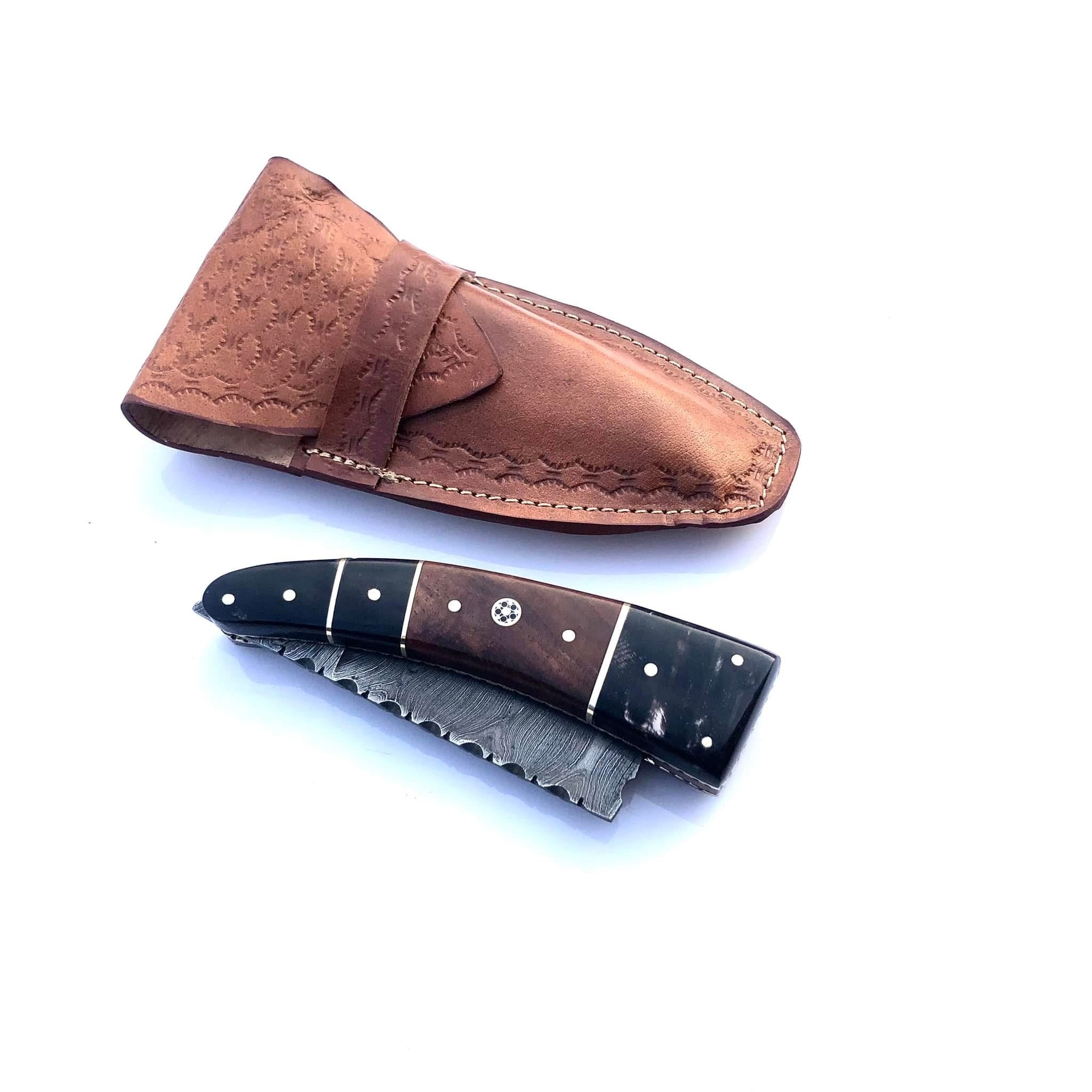 Custom Forged Blade Handmade Damascus Razor With Sheath