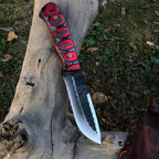 Hand-Forged 1095 Carbon Steel Hunting Knife with Hardwood Handle Full Tang Fixed Blade