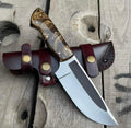 Hand-Forged Hunter Skinner Knife 1095 Carbon Steel Blade Resin Handle With Sheath