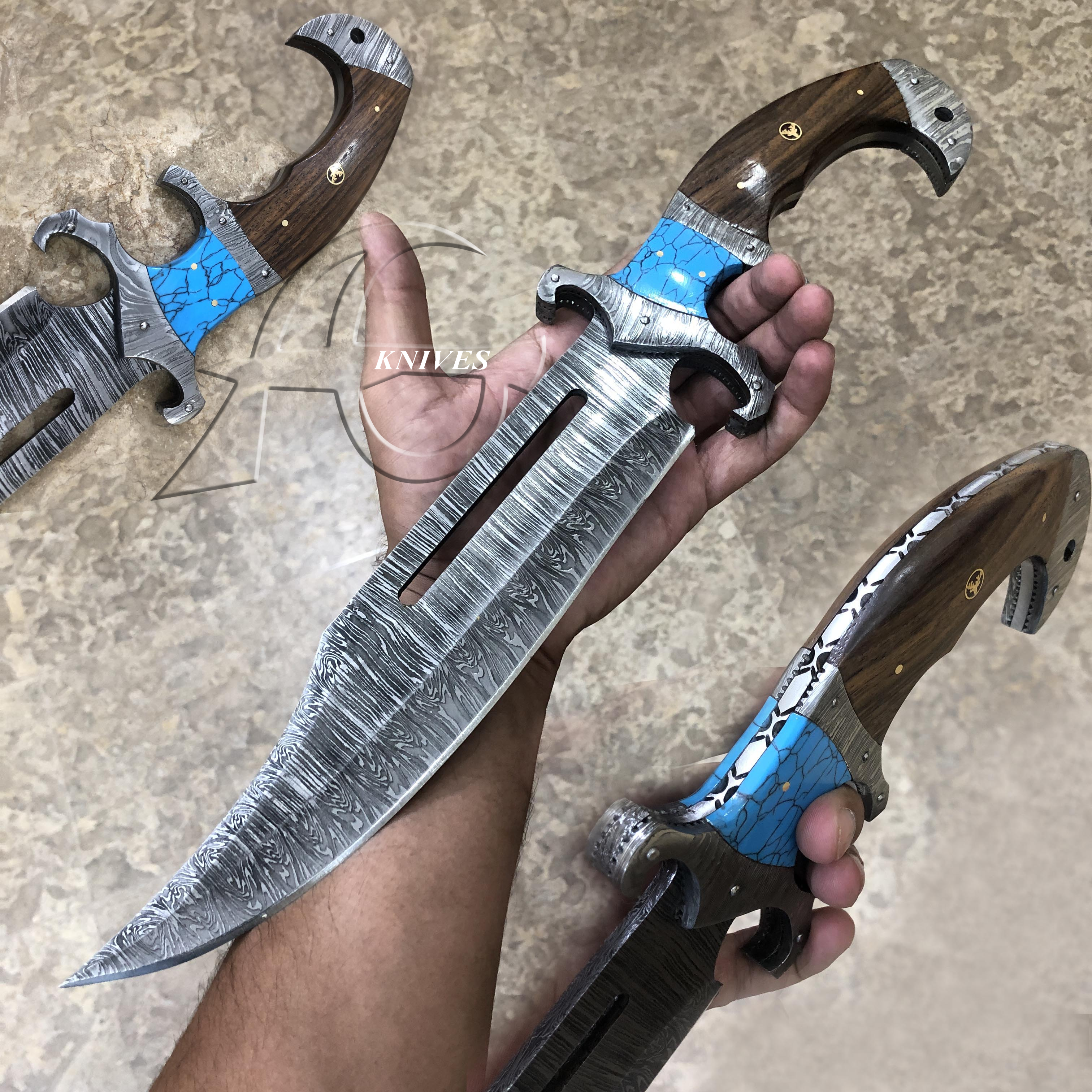Hand Forged Damascus Hunting Bowie Knife
