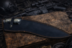 Full Tang Falcata Kukri Sword Hard Tool Steel Black & Tan Micarta Handle with Leather Sheath