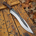Big Game Hunting Fixed Blade Knife High Carbon 1095 Steel Wood Handle 16" with Leather Sheath