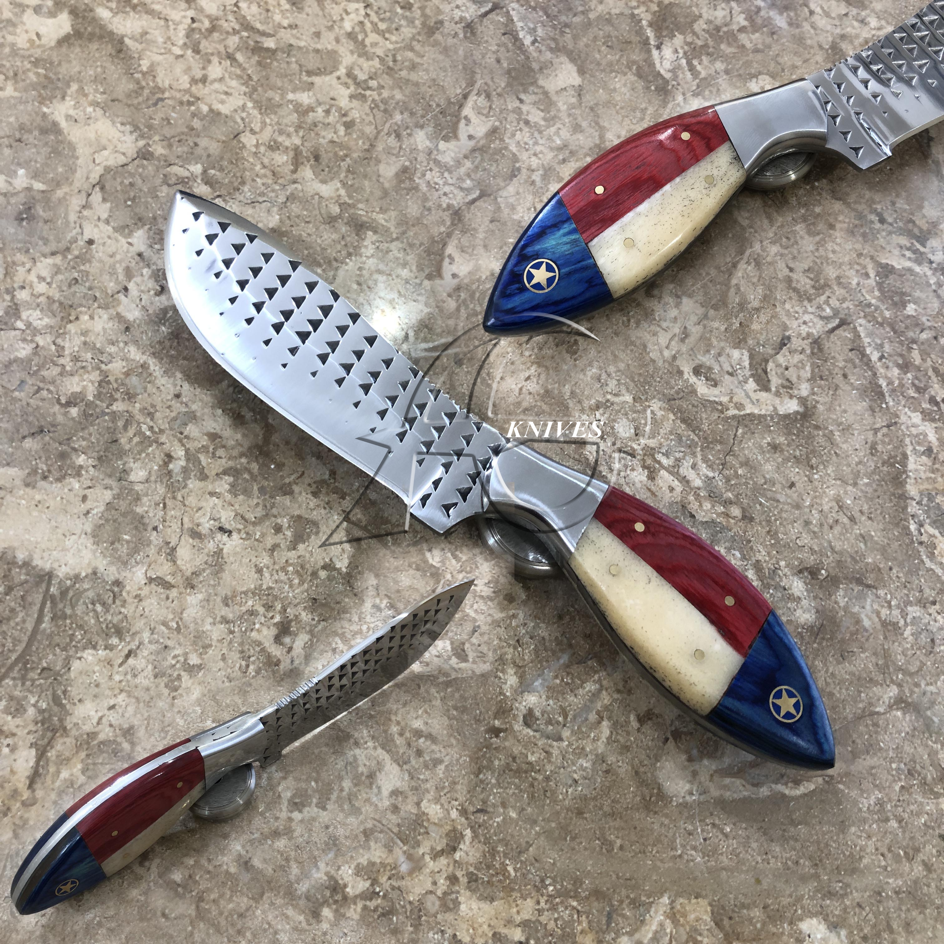 8" Rugged Hand Forged EDC File Rasp Steel Skinning Knife