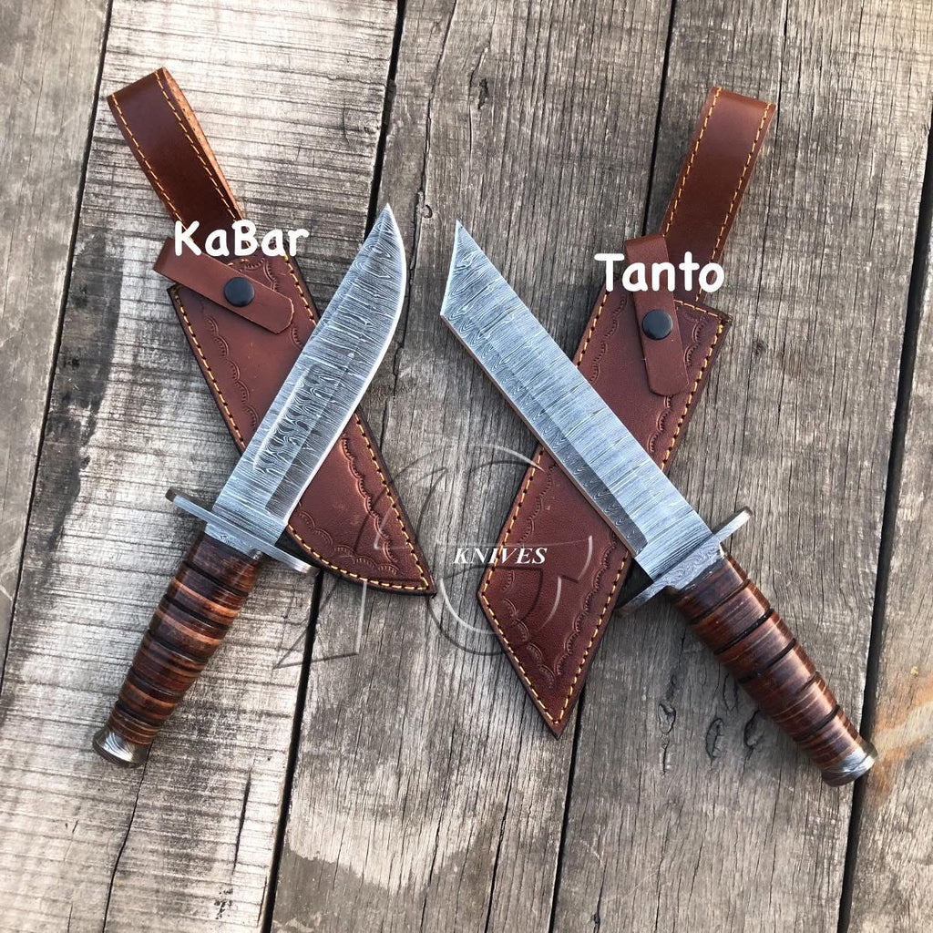 Kabar knife handmade damascus blade tanto kabar