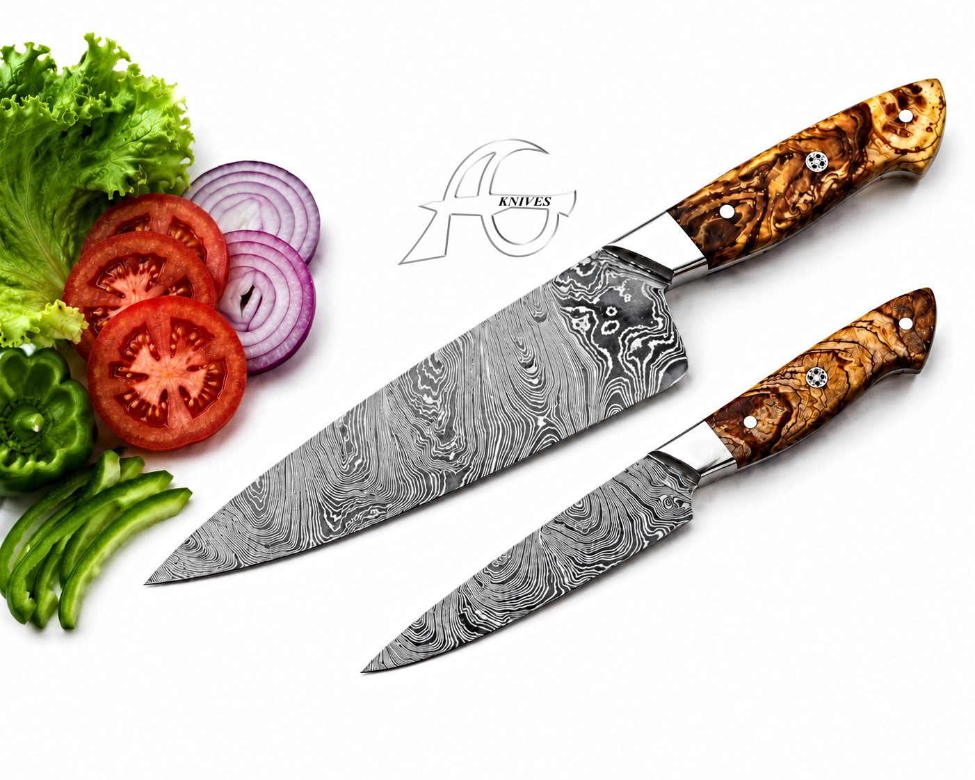 Forged Artisan – Custom Damascus Kitchen Chef Knife Set, Cleaver & Dining Cutlery Set - AG Cutlery