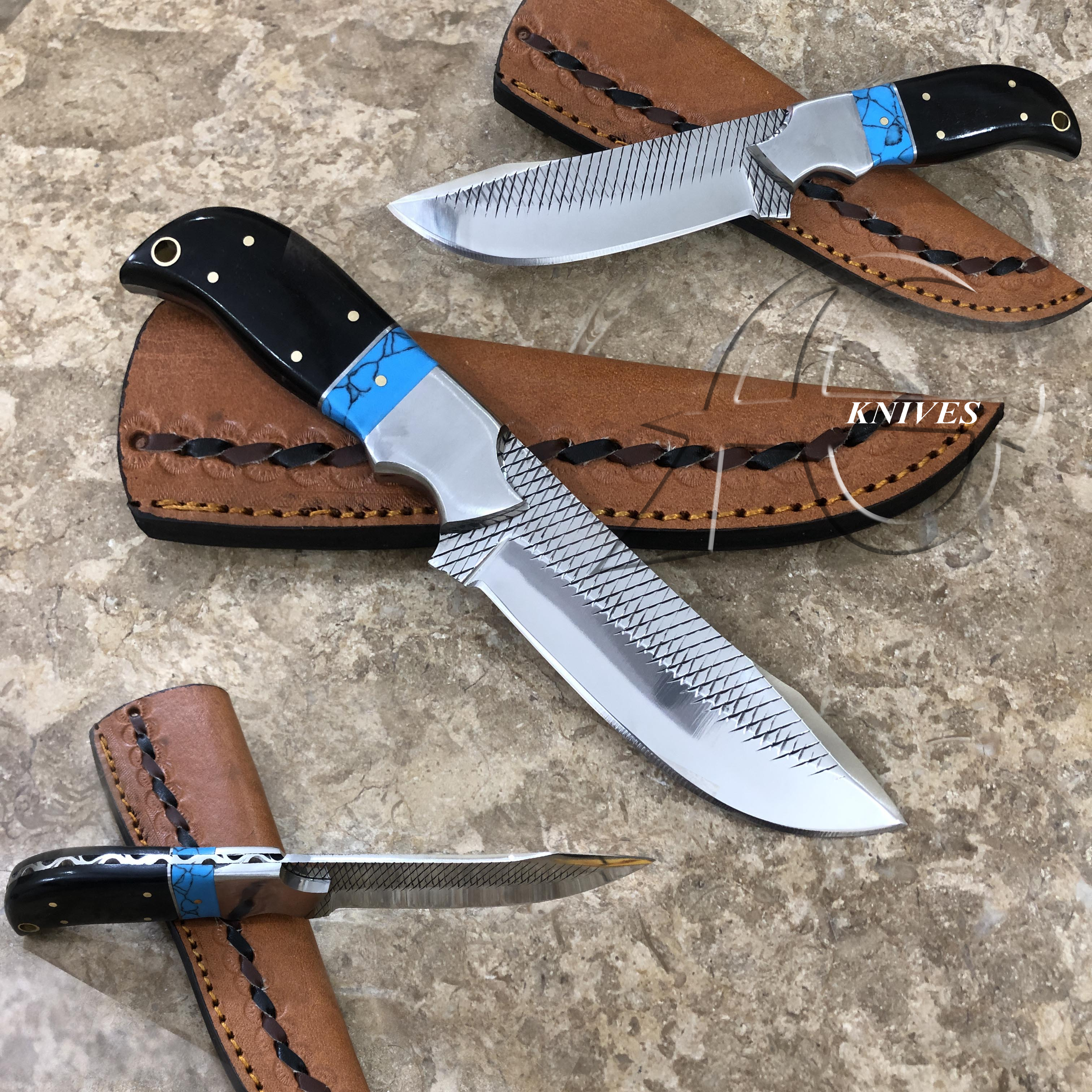 Western Knife Hand-Forged File Rasp Blade With Leather Sheath