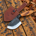 Outdoor Camping Cleaver High Carbon Steel Wood Micarta Handle 9.5" with Leather Sheath