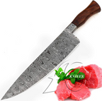 Handmade Damascus Kitchen Chef Knife – 15" Full Tang Iron Wood Handle