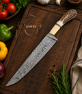 13" Handmade Damascus Brazilian style Chef Knife Antler Handle