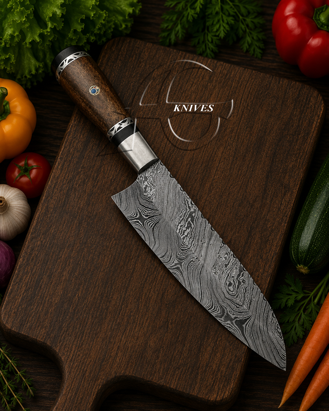 11" Handmade Fancy Damascus Kitchen Chef Knife