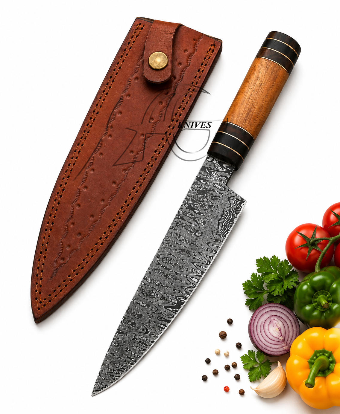 Forged Artisan – Custom Damascus Kitchen Chef Knife Set, Cleaver & Dining Cutlery Set - AG Cutlery