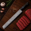 Handmade Damascus Slicing Knife 18" Full Tang - Leather Sheath