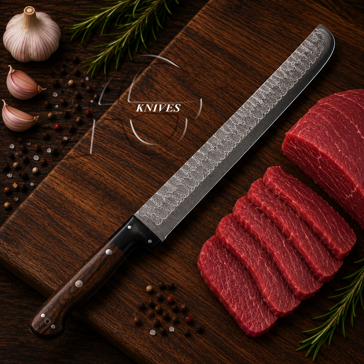 Handmade Damascus Slicer Brisket Knife 17" Best BBQ Carving Tool