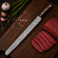 Handmade Damascus Slicer Knife 18" Best BBQ Meat Carving Knife