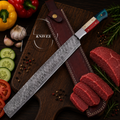 The Best Texas Handmade Damascus Slicer Knife - Leather Sheath