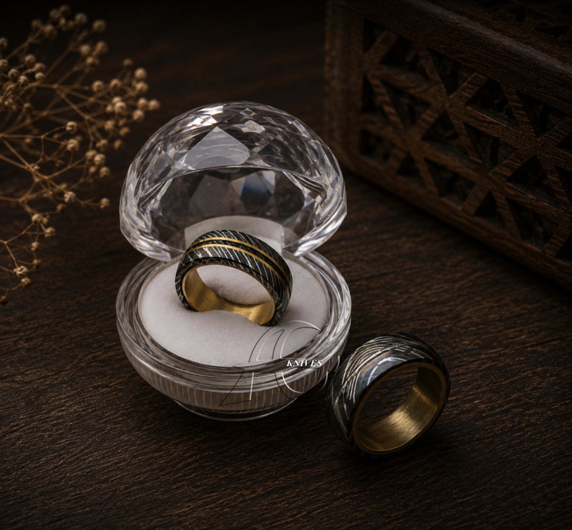handcrafted damascus rings 
