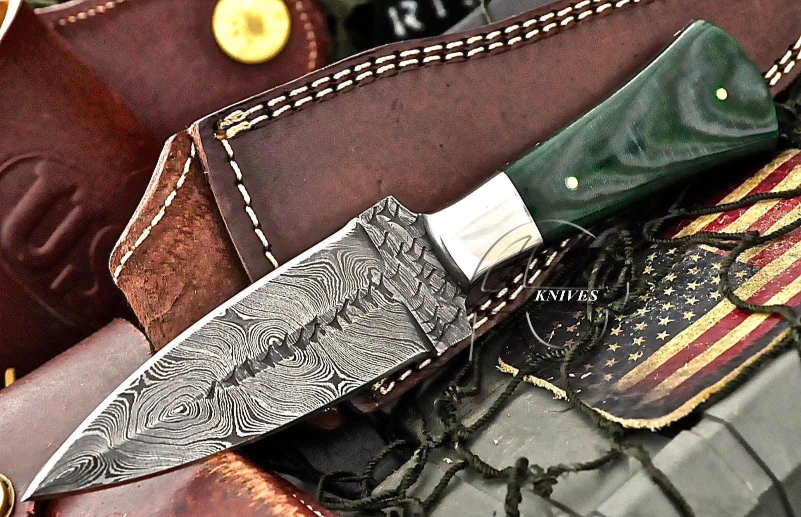 8" Hand Forged Damascus Steel Double Edge Dagger with G10 Handle & Handcrafted Sheath
