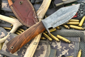 10" Hand Forged Damascus Steel Skinner Knife with Wood Handle & Handcrafted Sheath