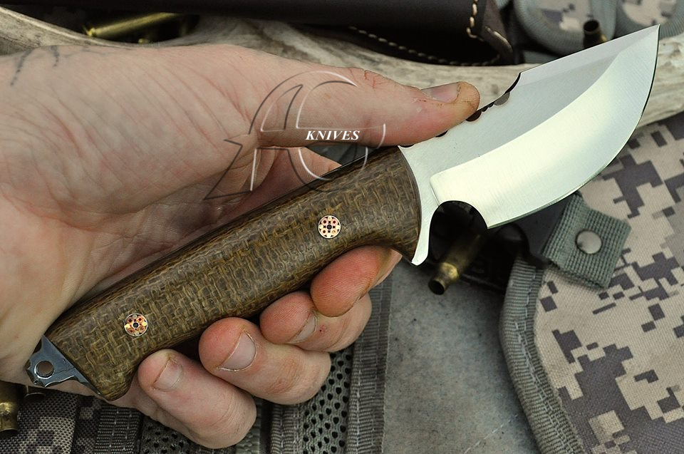 7" Hand Forged Steel Knife with Brown G10 Handle & Handcrafted Sheath