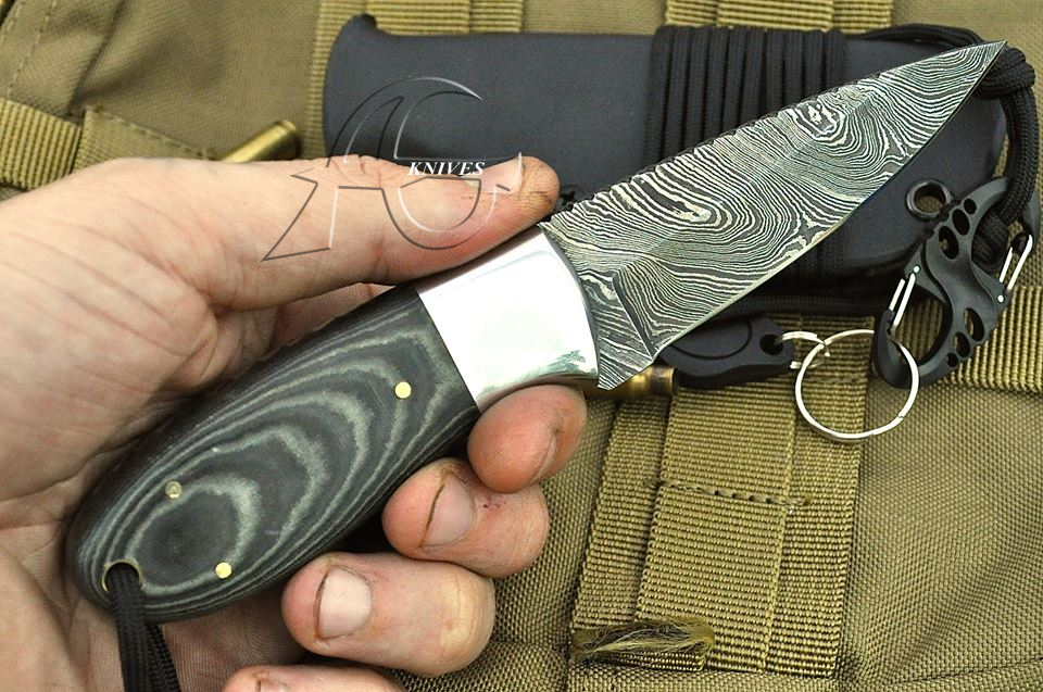 6" Hand Forged Mini Damascus Steel Knife with G10 Handle & Handcrafted Sheath