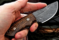 6" Hand Forged Damascus Steel Skinner Knife with Wood Handle & Handcrafted Sheath