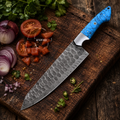 Alluring Handcrafted Damascus Chef Knife - Turquoise Handle 14"