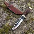 Custom Small Bowie Knife, Hand Forged High Carbon Steel Stacked Leather Handle with Leather Sheath