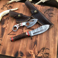 Custom Made Damascus Hunting Skinning Gut Hook Knife 