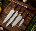 Custom Hand Forged Carbon Steel Kitchen Knives Set Pink Wood Handle - AG Cutlery