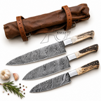 handmade_3_pcs_kitchen_chef_knife_set_antler_handle_damascus_blade