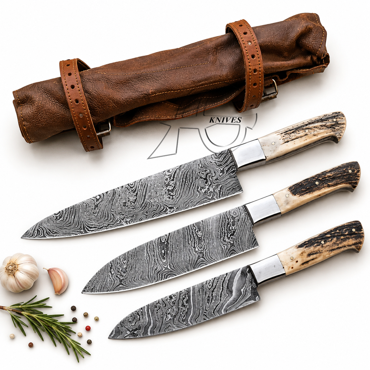 handmade_3_pcs_kitchen_chef_knife_set_antler_handle_damascus_blade