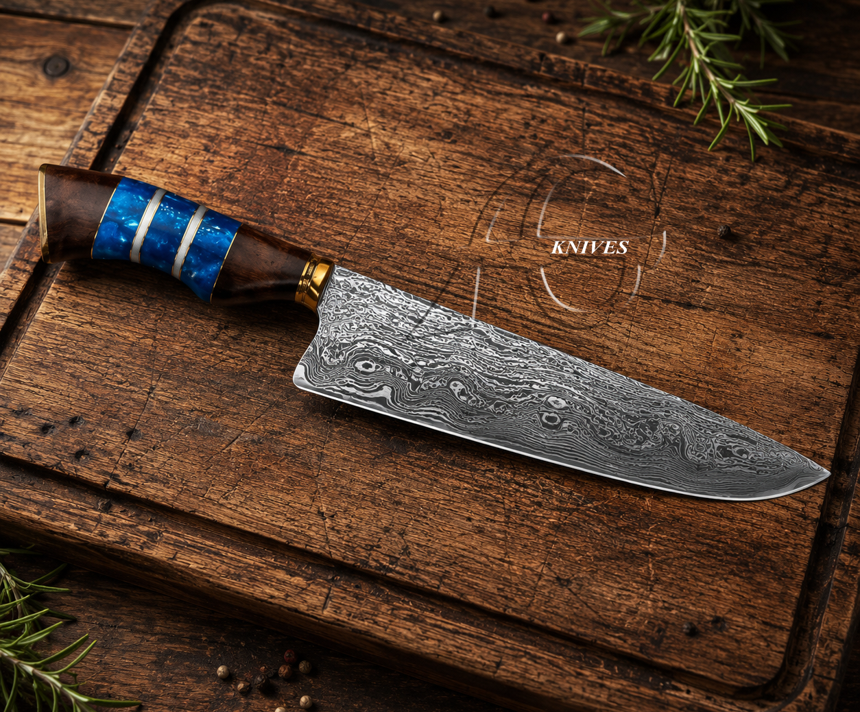 Handmade Damascus Brazil Kitchen Chef & BBQ Knife – Leather Sheath
