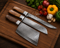 3 Pcs Hand Forged Damascus Kitchen Chef Knife Set – Rosewood Handle